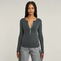 G-Star Deep Slim Langarm-t-shirt Mit V-ausschnitt - Petrol GD