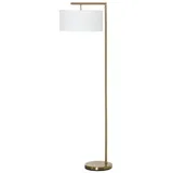 Homcom Stehlampe Stehleuchte E27 Sockel für Wohnzimmer Schlafzimmer Büro Metall Stahl Leinen Gold+Weiß 47 x 37 x 153 cm