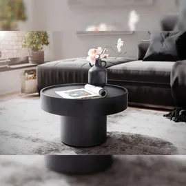 FineBuy Couchtisch rund 60cm Metall schwarz Wohnzimmertisch Alu Sofatisch Beistelltisch