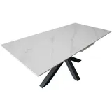 möbelliebling Esstisch Keramik weiß 180(220) x 90 ausziehbar Spider-Gestell schwarz MILLIE
