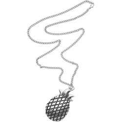 Lange Kette "Pineapple", Damen, Gr. one size, Metall, silber (altsilber), COLLEZIONE ALESSANDRO, Basic, Halsketten, mit XL Ananas Anhänger