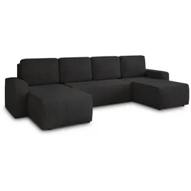 Sofnet Wohnlandschaft Cord 7-Sitzer Schwarz