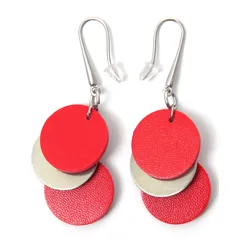 Paar Ohrhaken FIRETTI "Kreise, matt, rot, stylisch", rot (metallfarben, rot), Ohrringe, Damen, Metall-Polyurethan, Metall, Polyurethan