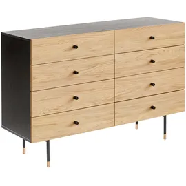 WoodMan Kommode WOODMAN "Jugend", eiche, schwarz, B:130cm H:87cm T:44cm, FSC-zertifizierter Holzwerkstoff, Sideboards, Kommode, Echtholzfurnier aus Eiche, in 2 Breiten, mit Schubladen, Metallfüße