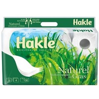Hakle Toilettenpapier Naturel, mit Gras, 4-lagig, Tissue, 130 Blatt, 8 Rollen