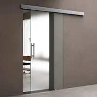 doporro Glasschiebetür Komplettset 77,5 x 205 cm | 25mm Wandabstand | Schiebetür mit ESG-Sicherheitsglas | Zimmertür Glas Satiniert mit Stangengriff | Amalfi-plus 14