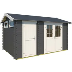 Gartenhaus LASITA MAJA "WILLIAM", grau (carbongrau), Fußboden im Gartenhaus, ohne Dacheindeckung, Holz, Gartenhäuser, 2- Raum Haus