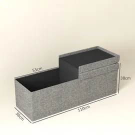 Homcom Sitzbank mit Stauraum, faltbar Polsterbank mit separaten Behältern, Bettbank mit Leinenoptik, Sitztruhe für Flur Schlafzimmer Wohnzimmer, 110 x 38 x 38 cm Dunkelgrau