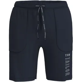 Tom Tailor Bermudas TOM TAILOR, Herren, Gr. 50, N-Gr, blau, dunkel, uni, Single Jersey, Obermaterial: 100% Baumwolle, Hosen Bermudas, Single Jersey Material, lockerer Look