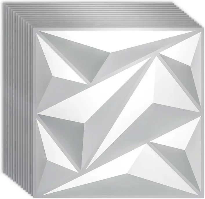 Art3d PVC-Wandpaneele mit Diamantmuster für Innenwanddekoration in Weiß, 33 Stück (30x30 cm), Abdeckung von 2,97 m2, strukturierte Akzentwandpaneele für Wohnzimmer, Schlafzimmer, Badezimmer