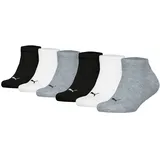 PUMA Kinder Sneakersocken 6er Pack - Plain Sneaker ECOM 6P, Logo, einfarbig Schwarz/Weiß/Grau 39-42