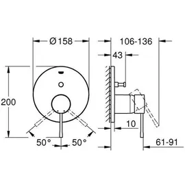 Grohe Essence Fertigmontageset 24167A01 Unterputz Wannenarmatur, hard graphite