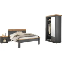 Home Affaire Schlafzimmer-Set HOME AFFAIRE "Westminster", grau, B/H: 140cm x 200cm, Schlafzimmermöbel-Sets, beinhaltet 1 Bett, Kleiderschrank 2-türig und 1 Nachtkommode