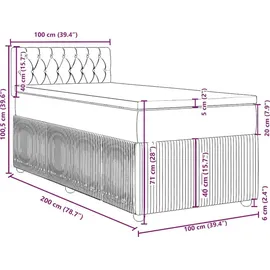 vidaXL Boxspringbett 100 x 200 cm Dunkelgrau