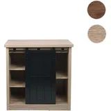 Mendler Kommode HWC-K75, Schrank Regal, Schiebetüre 5 Staufächer, Holz-Optik Industrial Metall 84x80x40cm ~ naturfarben