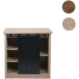 Mendler Kommode HWC-K75, Schrank Regal, Schiebetüre 5 Staufächer, Holz-Optik Industrial Metall 84x80x40cm ~ naturfarben