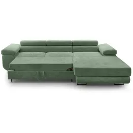 ax living Eckcouch Cord L-Form 3-Sitzer Salbeigrün