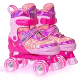 Nattork Kinder Rollschuhe, Rollschuhe Verstellbar mit 4 Größen Einstellbare, Rollschuhe für Mädchen, Jungen Anfänger, Drinnen und Draußen