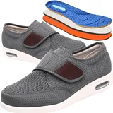Diabetiker Schuhe Herren Damen Verbandsschuhe Klettverschluss Hoher Hausschuh Gesundheitsschuh Für Senioren Extra Weite Einstellbar Walking Schuhe Diabetiker Und Hallux Valgus,Anthracite,Grau,48 EU - 48 EU