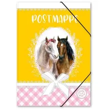 itenga Postmappe 33105895, Pferde, A4, aus Karton, mit 3 Einschlagklappen und Gummizug