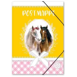 itenga Postmappe 33105895, Pferde, A4, aus Karton, mit 3 Einschlagklappen und Gummizug