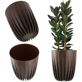 Kadax Blumentopf aus Kunststoff mit Naturmaterialien, Moderne Pflanztöpfe, Pflanzentopf mit geometrischem Muster, runder Blumenkübel mit Einsatz, Naturblumentopf, Hochübertopf (∅ 30 cm, Espresso)