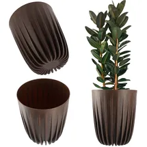 Kadax Blumentopf aus Kunststoff mit Naturmaterialien, Moderne Pflanztöpfe, Pflanzentopf mit geometrischem Muster, runder Blumenkübel mit Einsatz, Naturblumentopf, Hochübertopf (∅ 30 cm, Espresso)