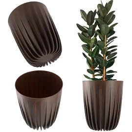 Kadax Blumentopf aus Kunststoff mit Naturmaterialien, Moderne Pflanztöpfe, Pflanzentopf mit geometrischem Muster, runder Blumenkübel mit Einsatz, Naturblumentopf, Hochübertopf (∅ 30 cm, Espresso)