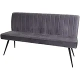 Mendler Sitzbank HWC-K16, Esszimmerbank Bank Polsterbank Garderobenbank, Rückenlehne Samt Metall ~ 160cm dunkelgrau