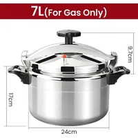Alu Druckkochtopf - 7L Schnellkochtopf - Doppelter Boden - Für Gasherd - Nicht für Induktion - Haushalt und Gastronomie