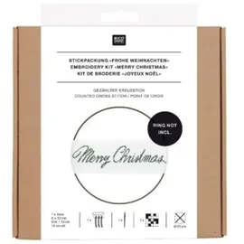 Rico Design Stickpackung Gezählter Kreuzstich, Band Schriftzug "Frohe Weihnachten"