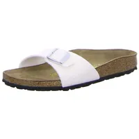 Birkenstock Madrid Damen Pantolette Magic Galaxy Birko-Flor Lack  Sandaletten Freizeit , Farbe:Magic Galaxy White, Größe:39, Weite:Schmal - Weiß - 39