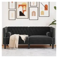 vidaXL Chesterfield-Sofa mit Nackenrollen 2-Sitzer Schwarz Samt