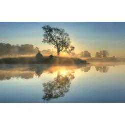 Fototapete PAPERMOON "Photo-Art KELLER, MORGENREFLEXION", bunt, B:3,00m L:2,23m, Vlies, Tapeten