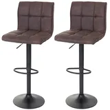 Mendler Barhocker Wildlederimitat vintage dunkelbraun 2er Set
