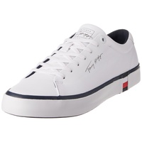 Tommy Hilfiger Herren Modernes Vulc Corporate Leder Vulkanisierter Sneaker, Weiß, 43 EU