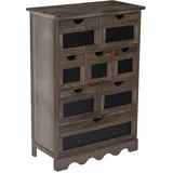 Mendler Kommode Ermelo, Schubladenschrank mit Tafel, Shabby-Look Vintage MVG-zertifiziert 87x60x30cm ~ braun