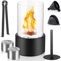 COFEMY Tischkamin - Bioethanol modernes Tischfeuer Bioethanol Kamin Indoor und Outdoor mit weißen Dekosteinen Ethanol Kamin inkl 2*Brennkammer, 1*Deckel, 1*Clip, 1*Trichter, 1 Handclip