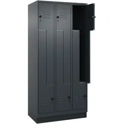 C+P Z-Spind Classic PLUS, Sockel, 6 Abteile, HxBxT 195x90x50cm, Sicherheitsdrehriegel, Anthrazit von PROREGAL
