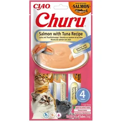 INABA Churu Cat Salmon with Tuna 4x14g cremiges Katzenleckerli mit Lachs- und Thunfischgeschmack