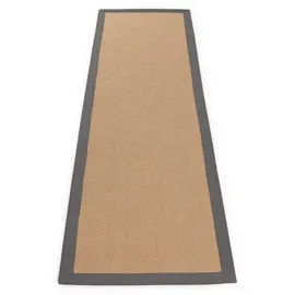 carpetfine Sisalteppich CARPETFINE "Sisal , auch als Läufer erhältlich", grau, B:75cm H:5mm L:300cm, Sisal, Teppiche, Sisalteppich, mit farbiger Bordüre, Anti Rutsch Rückseite, viele Größen, Wohnzimmer