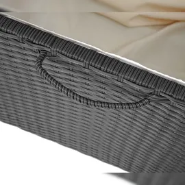 Mendler Poly-Rattan Kissenbox HWC-D88, Gartentruhe Auflagenbox Truhe ~ Premium schwarz, 63x135x52cm 320l