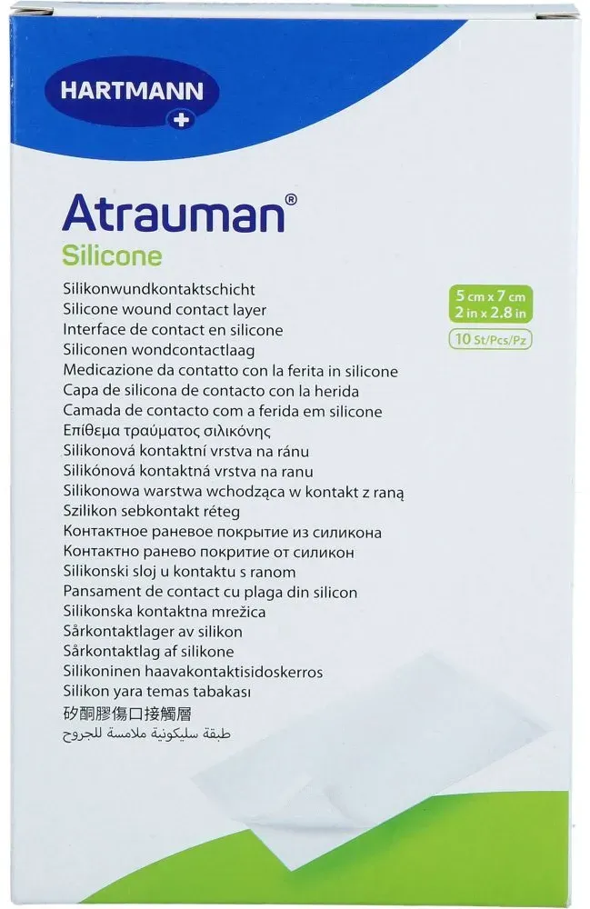 ATRAUMAN Silicone steril 5x7 cm Kompressen 10 St