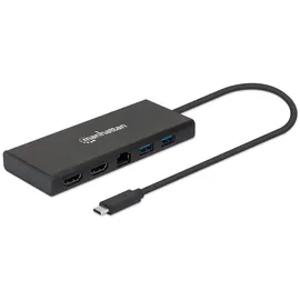 Manhattan USB-C auf Dual-HDMI Multiport-Adapter - Schwarz
