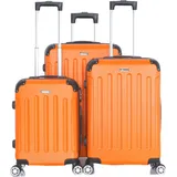 Cheffinger Reisekoffer Koffer 3 tlg Hartschale Trolley Set Kofferset Handgepäck Gepäck Reisetasche Orange