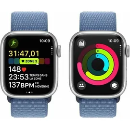 Apple Watch Series 9 GPS 41 mm Aluminiumgehäuse silber, Sport Loop winterblau One Size