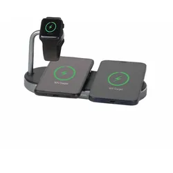VERBATIM WCS-03 Aluminium 3-in-1 Qi MFi Dual Wireless Ladepad für Apple Watch + 2 iPhones