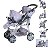 Knorrtoys Zwillingspuppenwagen Milo Star Grey pink