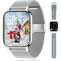 Smartwatch für Damen & Herren 1,85 Zoll Touch-Farbdisplay mit Bluetooth Anrufe Fitness SpO2 Blutdruckmessung Herzfrequenz Schrittzähler Schlafmon...