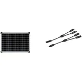 enjoy solar Monokristallines Solar panel deal für Wohnmobil, Gartenhäuse, Boot (Mono 50W)& 1 paar Solarstecker Y Verteiler 2-Fach mit Kabelverlängerung für Parallelschaltung Solarmodul